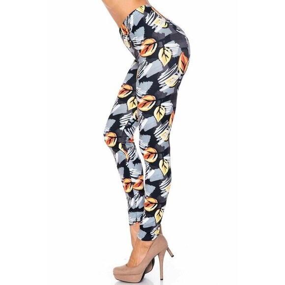 Reg One Size Lovely Boutique‎ Leave Print Leggings - Picture 4 of 5